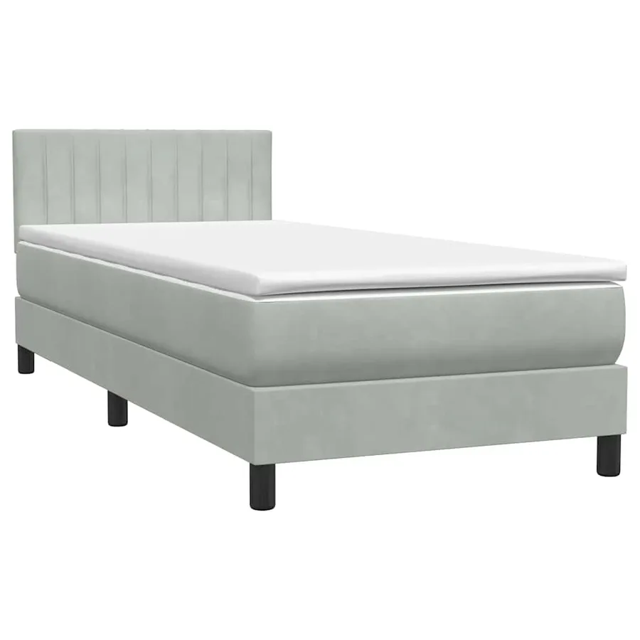 Sommier à lattes de lit et matelas gris clair 100x210cm velours - 2