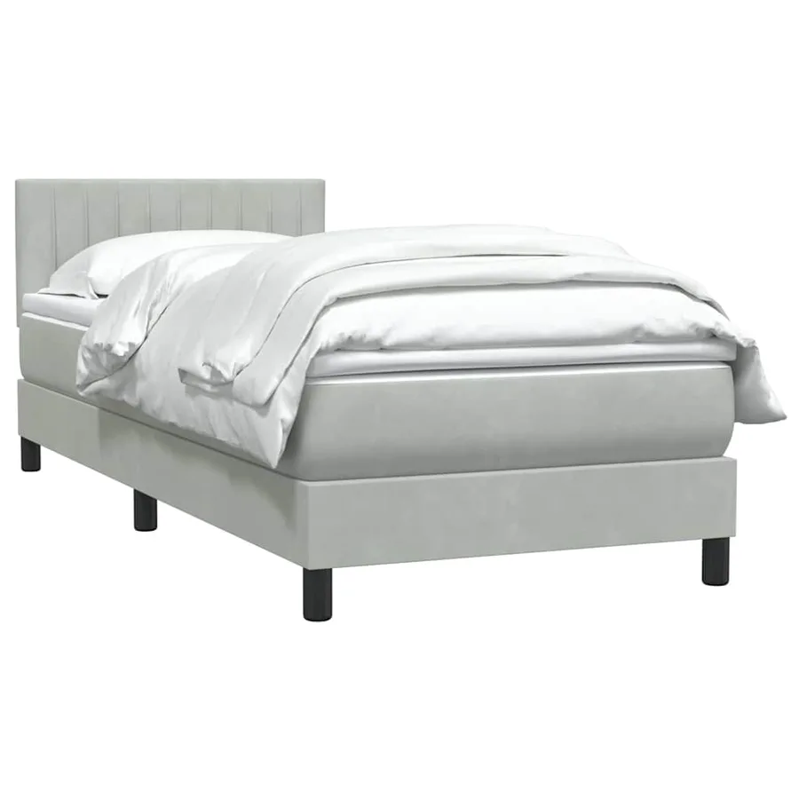 Sommier à lattes de lit et matelas gris clair 100x210cm velours - 4
