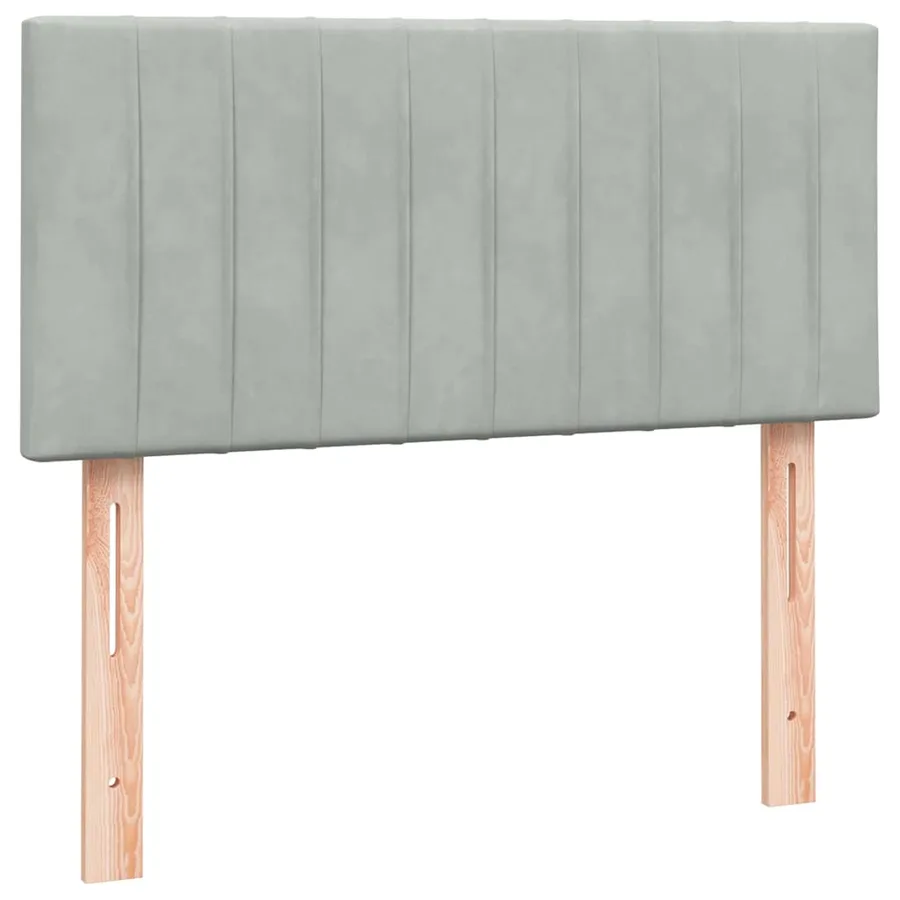Sommier à lattes de lit et matelas gris clair 100x210cm velours - 6