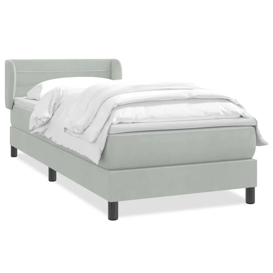 Sommier à lattes de lit et matelas gris clair 100x210cm velours - 2