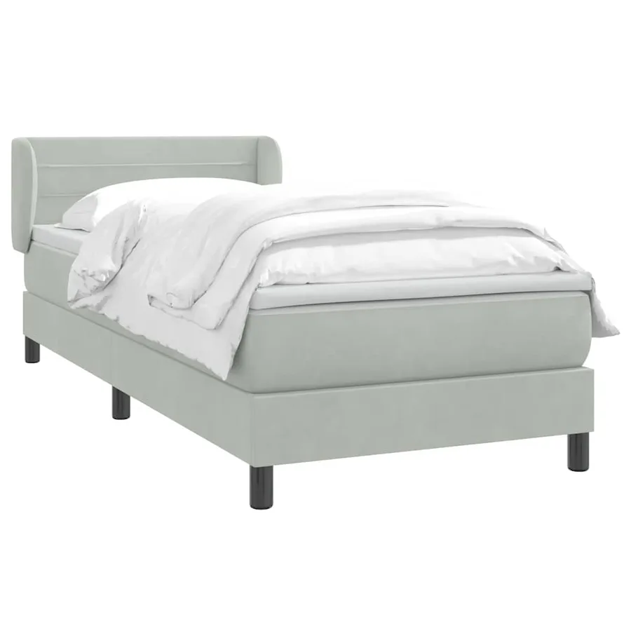 Sommier à lattes de lit et matelas gris clair 100x210cm velours - 3