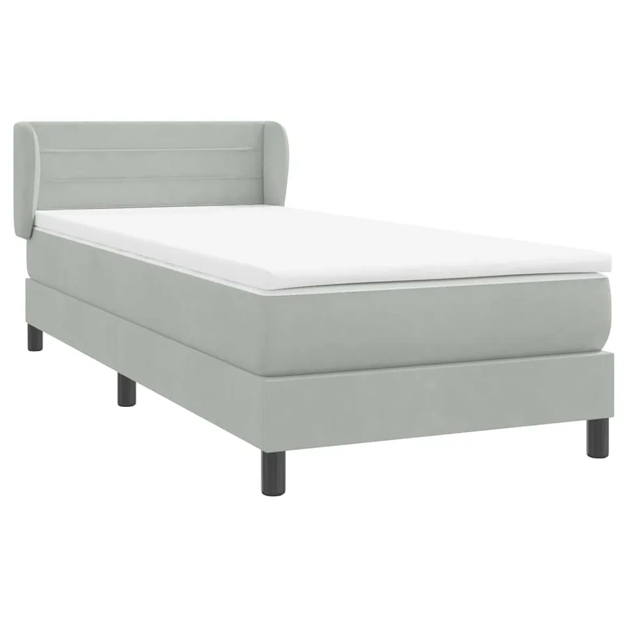 Sommier à lattes de lit et matelas gris clair 100x210cm velours - 4