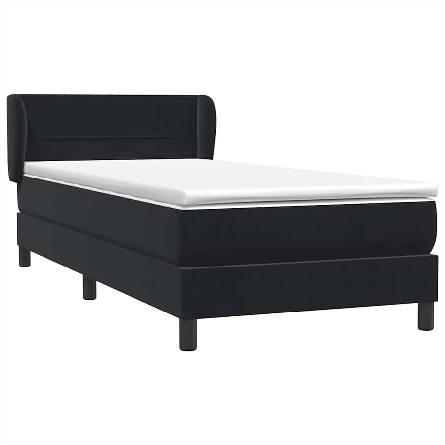 Sommier à lattes de lit avec matelas noir 90x210 cm velours - 4