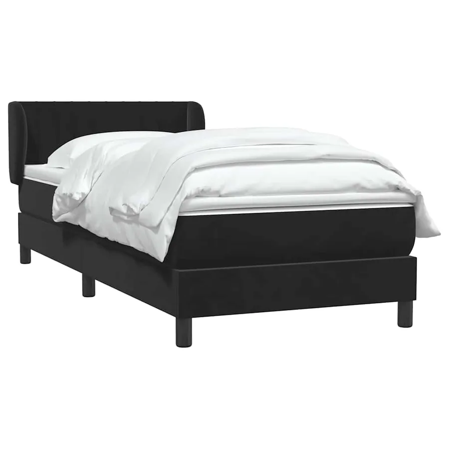 Sommier à lattes de lit avec matelas noir 90x210 cm velours - 3