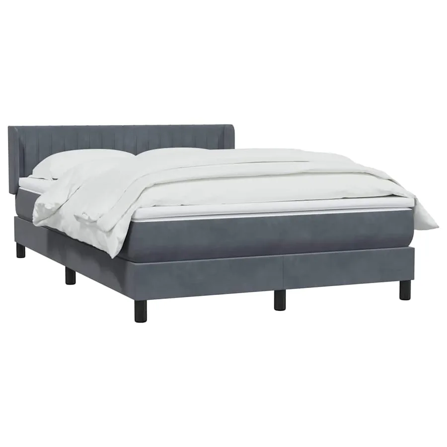 Sommier à lattes de lit et matelas gris foncé 140x210cm velours - 3