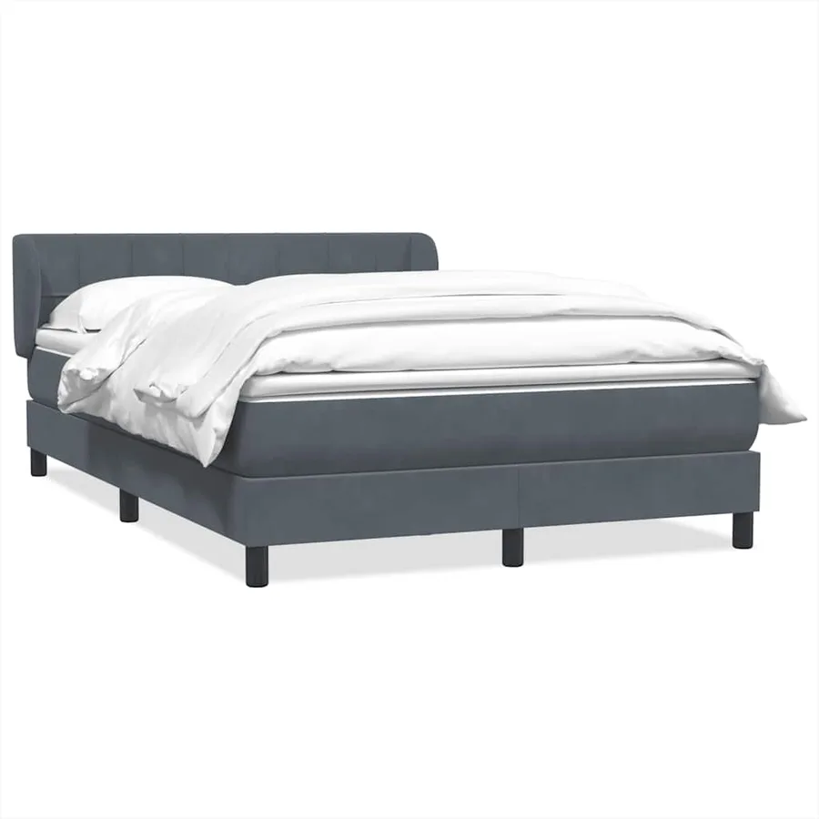 Sommier à lattes de lit et matelas gris foncé 140x210cm velours - 2