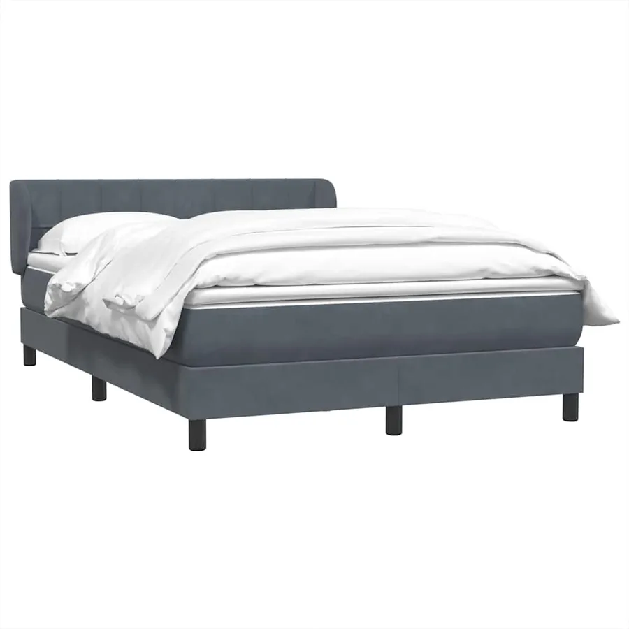 Sommier à lattes de lit et matelas gris foncé 140x210cm velours - 3