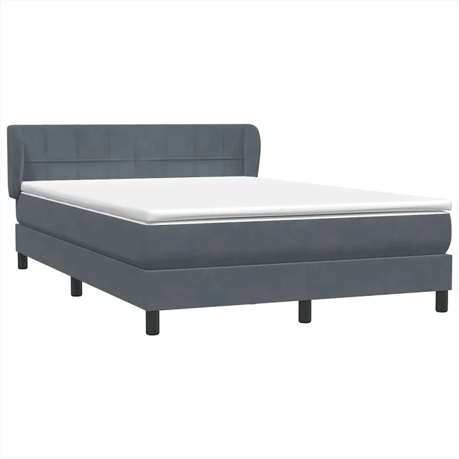 Sommier à lattes de lit et matelas gris foncé 140x210cm velours - 4