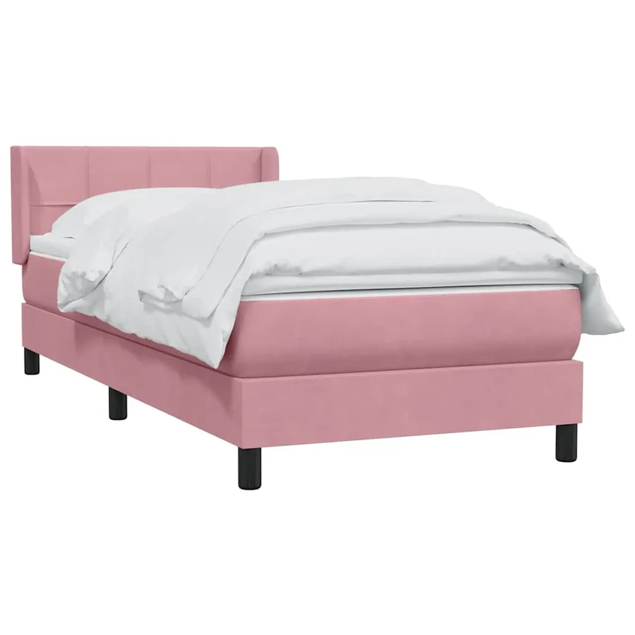 Sommier à lattes de lit avec matelas rose 100x210 cm velours - 3