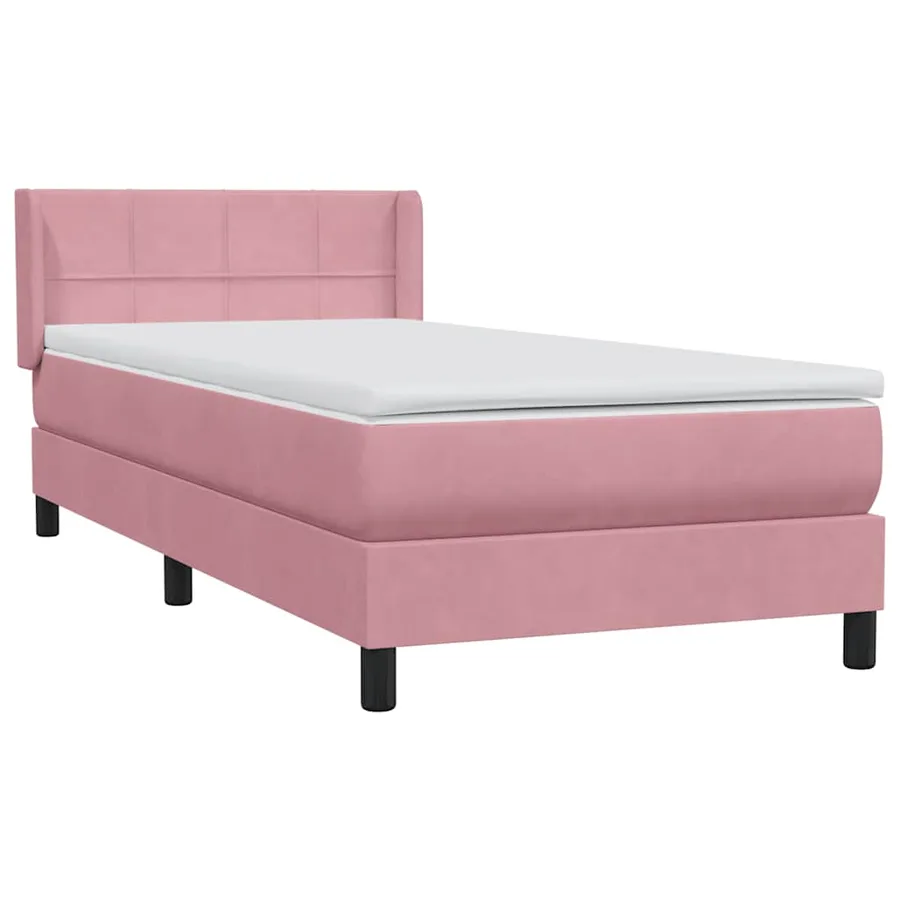 Sommier à lattes de lit avec matelas rose 100x210 cm velours - 4