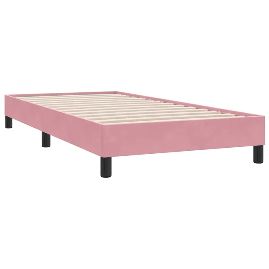 Sommier à lattes de lit avec matelas rose 100x210 cm velours - 5