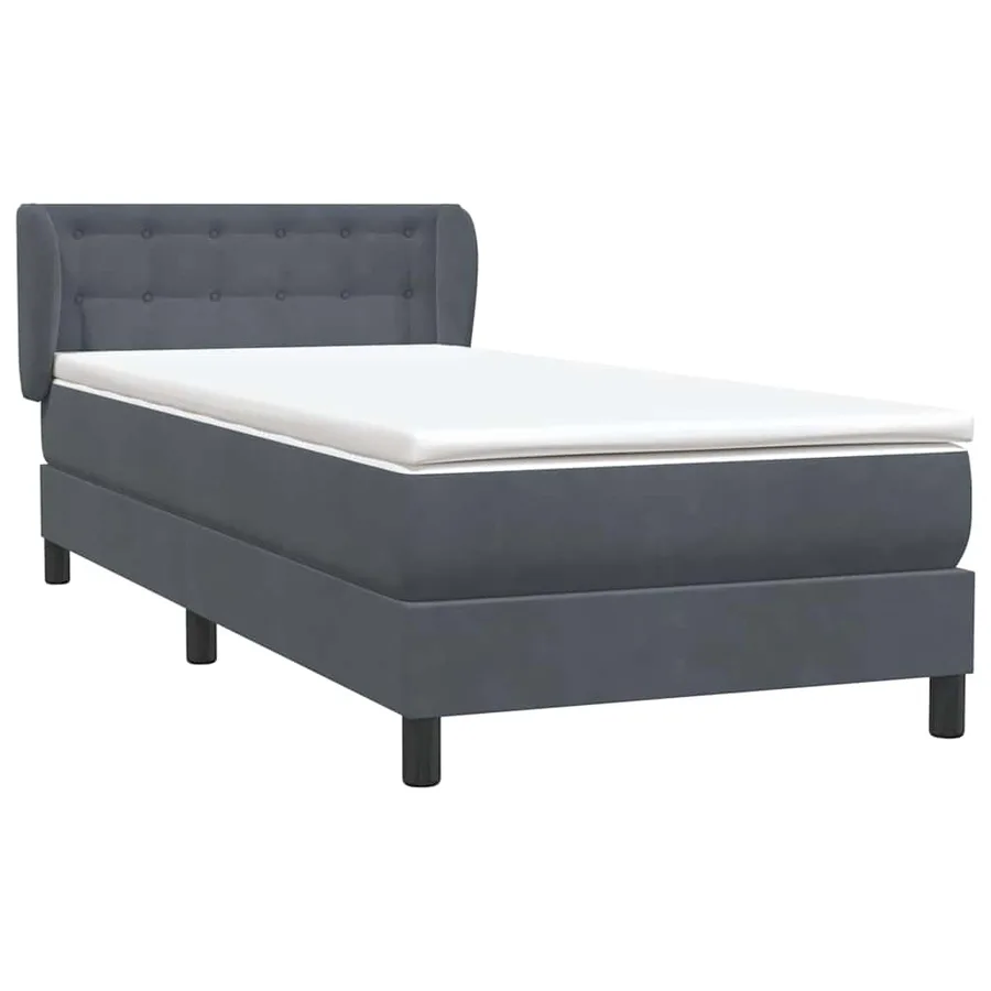 Sommier à lattes de lit et matelas gris foncé 100x210cm velours - 4