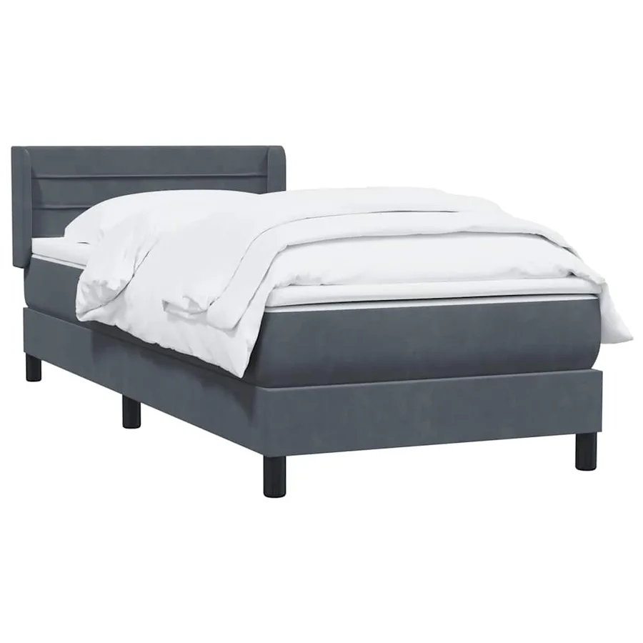 Sommier à lattes de lit et matelas gris foncé 100x210cm velours - 3