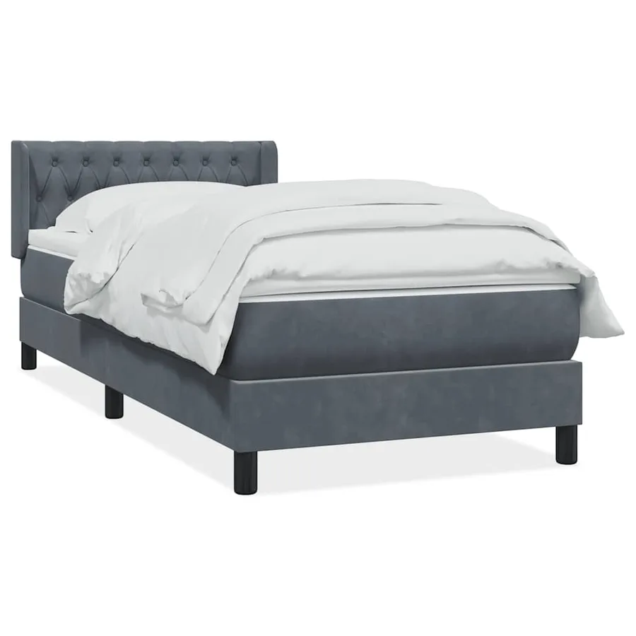 Sommier à lattes de lit et matelas gris foncé 100x210cm velours - 2
