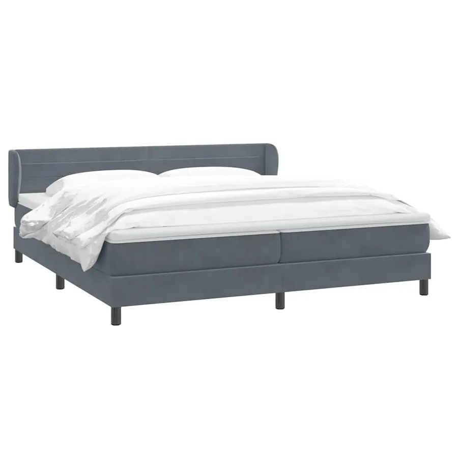 Sommier à lattes de lit et matelas gris foncé 180x210cm velours - 3