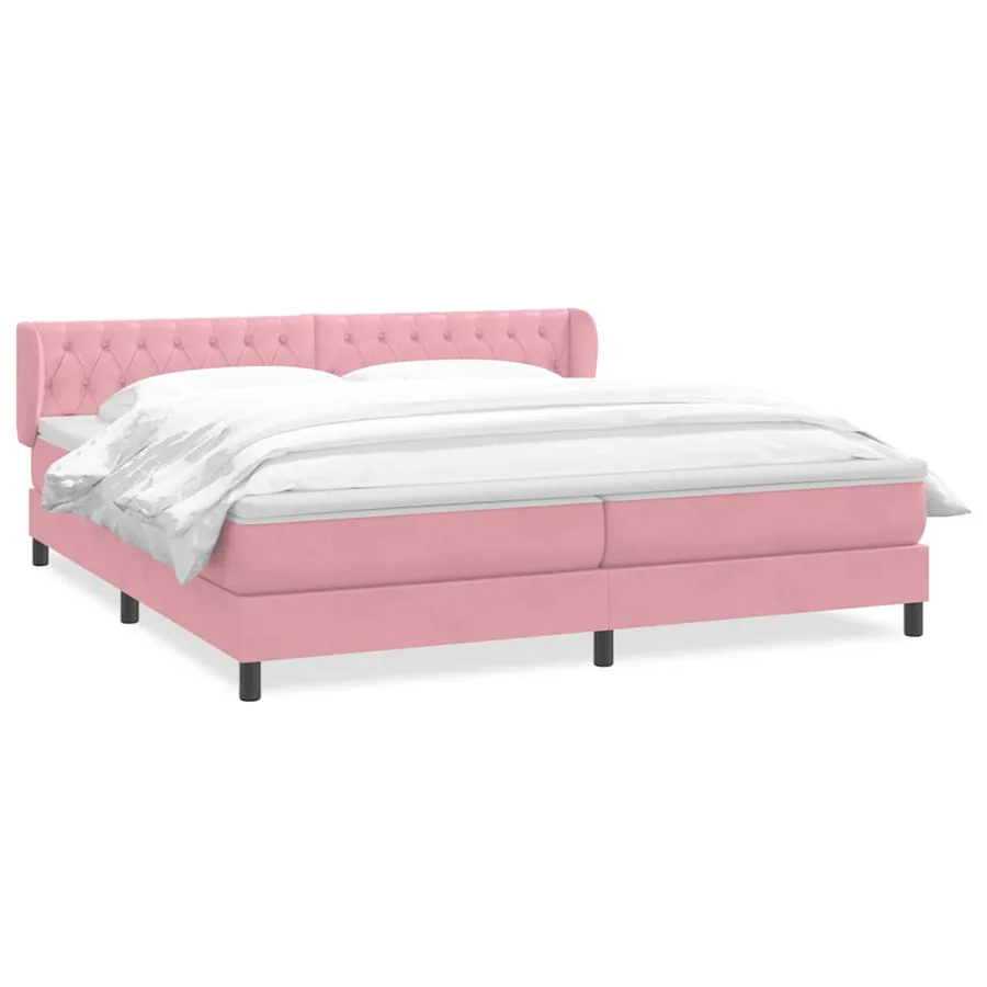 Sommier à lattes de lit avec matelas rose 180x210 cm velours - 2