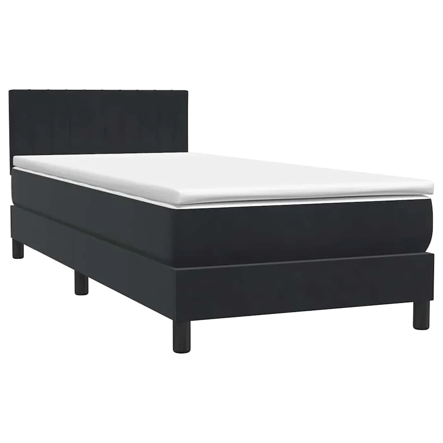 Sommier à lattes de lit avec matelas noir 90x220 cm velours - 2