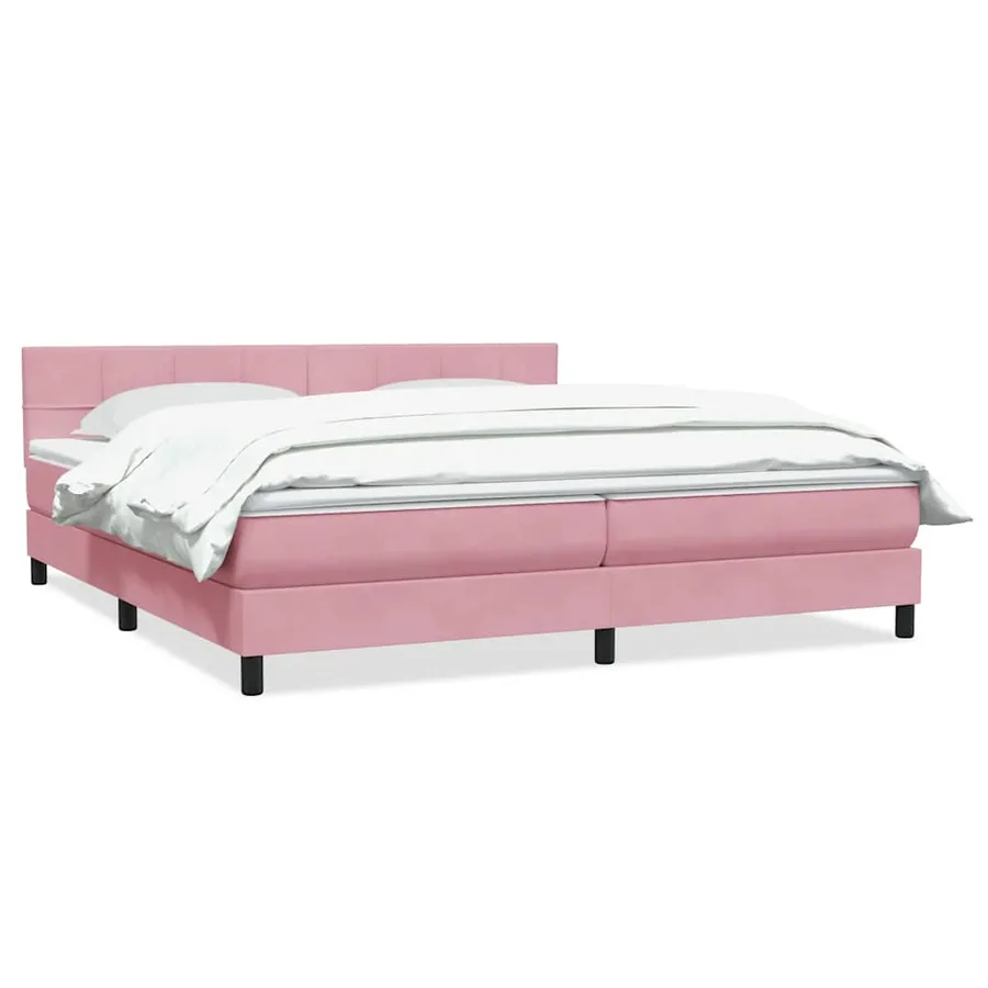 Sommier à lattes de lit avec matelas rose 180x210 cm velours - 2
