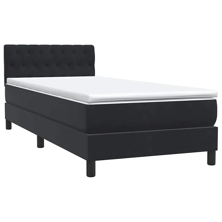 Sommier à lattes de lit avec matelas noir 90x220 cm velours - 2