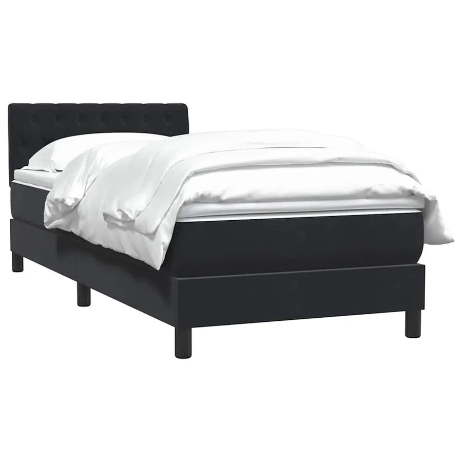 Sommier à lattes de lit avec matelas noir 90x220 cm velours - 4