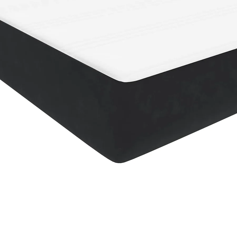 Sommier à lattes de lit avec matelas noir 90x220 cm velours - 9