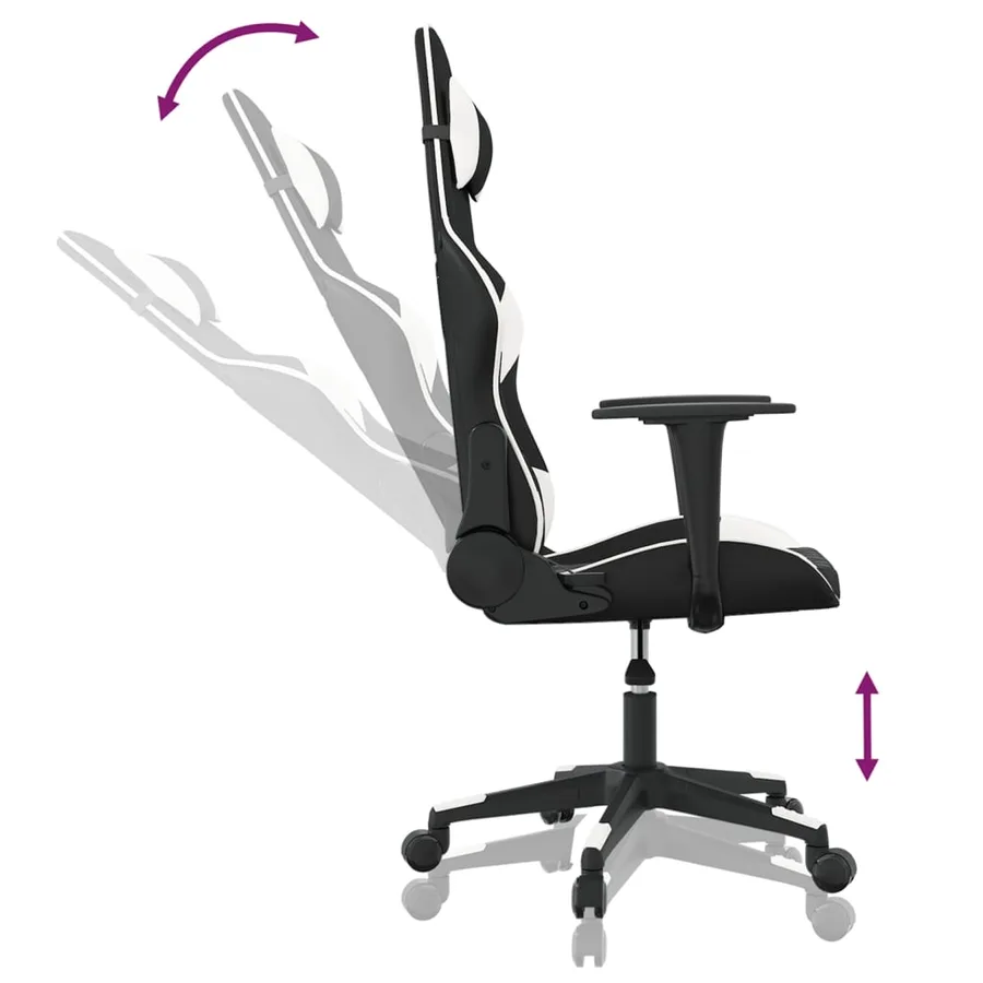 Chaise de jeu de massage Noir et blanc Similicuir - 6