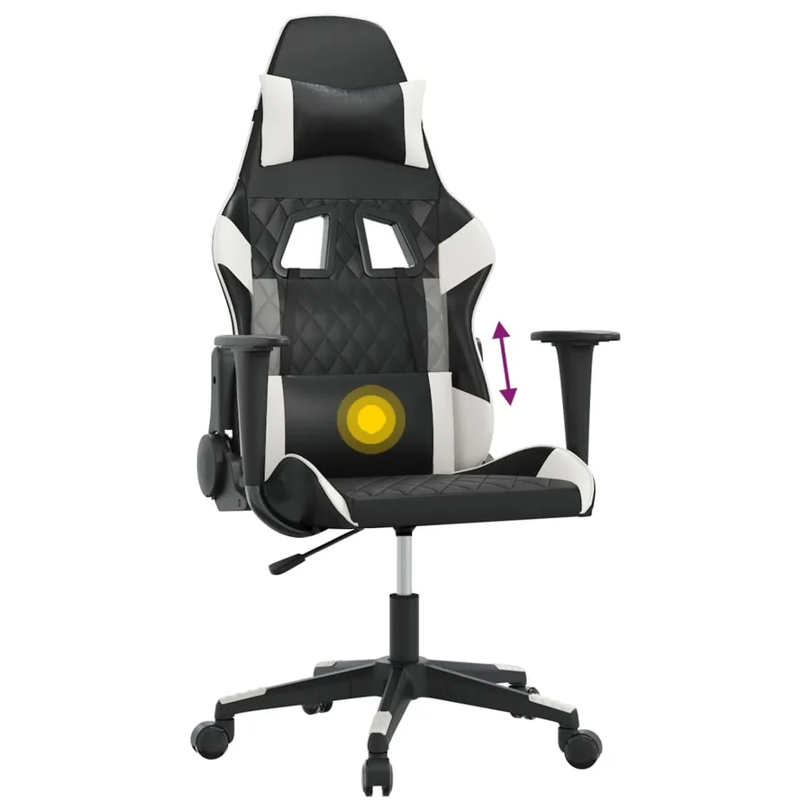 Chaise de jeu de massage Noir et blanc Similicuir - 7