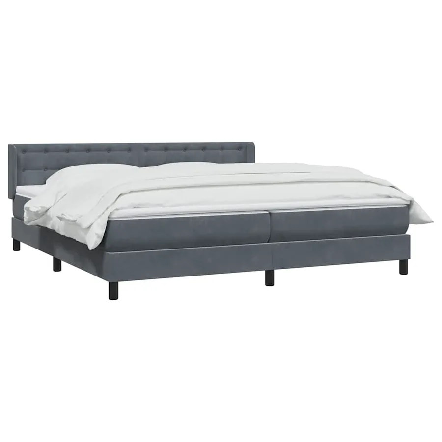 Sommier à lattes de lit et matelas gris foncé 180x210cm velours - 3