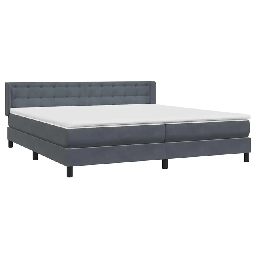 Sommier à lattes de lit et matelas gris foncé 180x210cm velours - 4