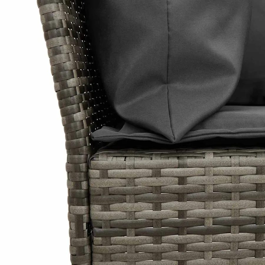 Salon de jardin avec coussins 3 pcs gris résine tressée - 10