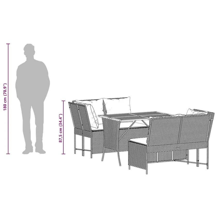 Salon de jardin avec coussins 3 pcs gris résine tressée - 14
