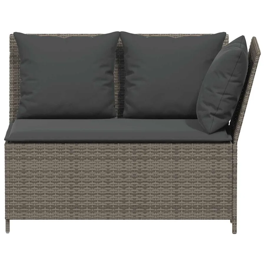 Salon de jardin avec coussins 3 pcs gris résine tressée - 7