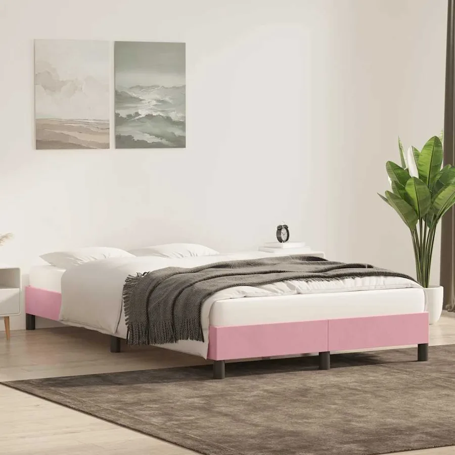 Cadre de lit sans matelas rose 120x210 cm velours - 3