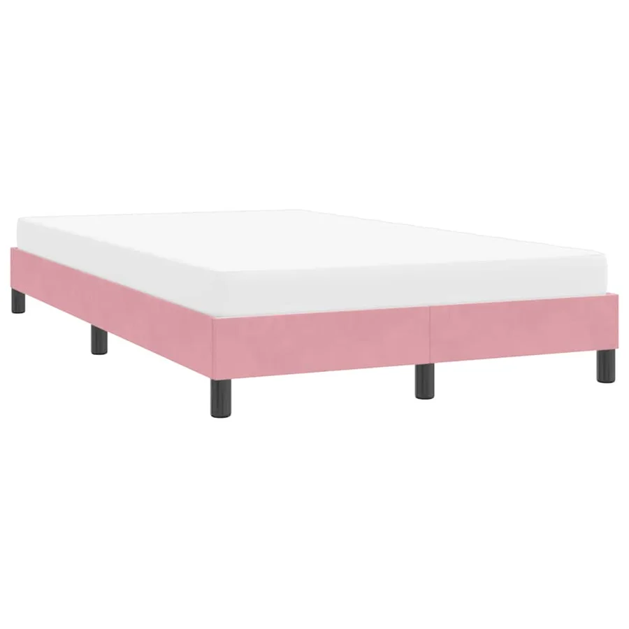 Cadre de lit sans matelas rose 120x210 cm velours - 4