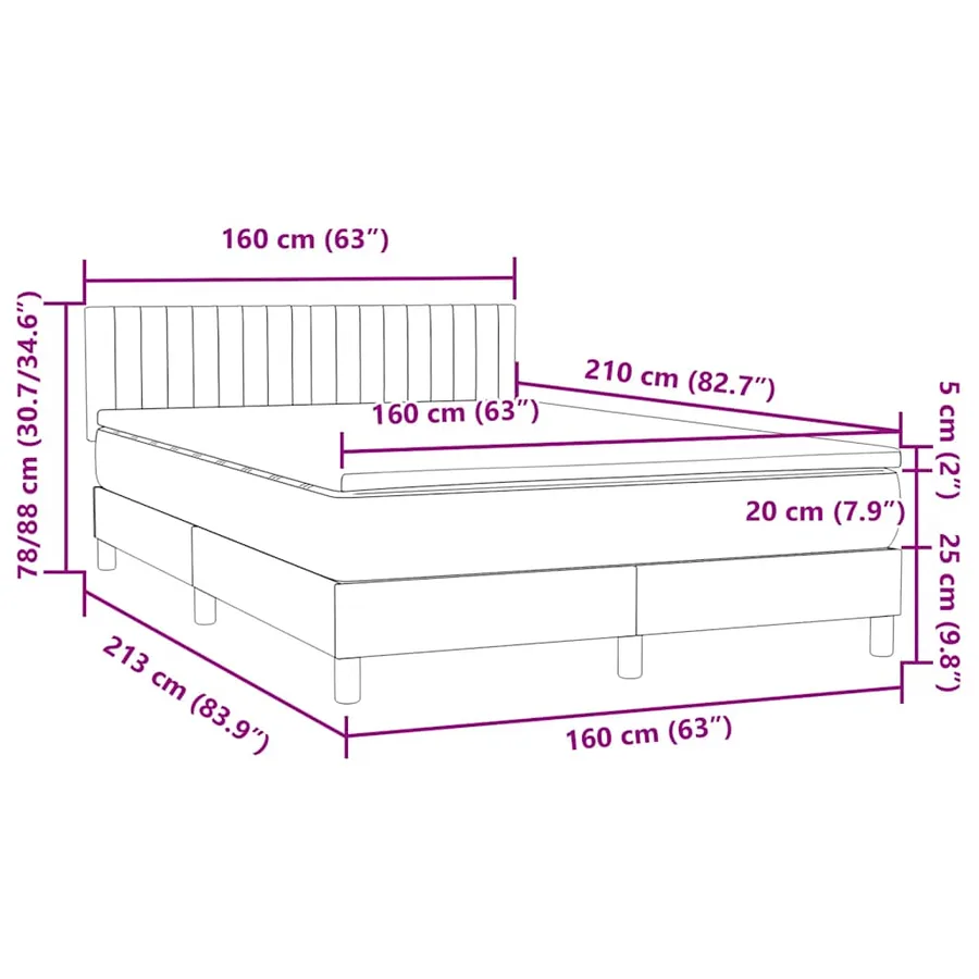 Sommier à lattes de lit avec matelas rose 160x210 cm velours - 12