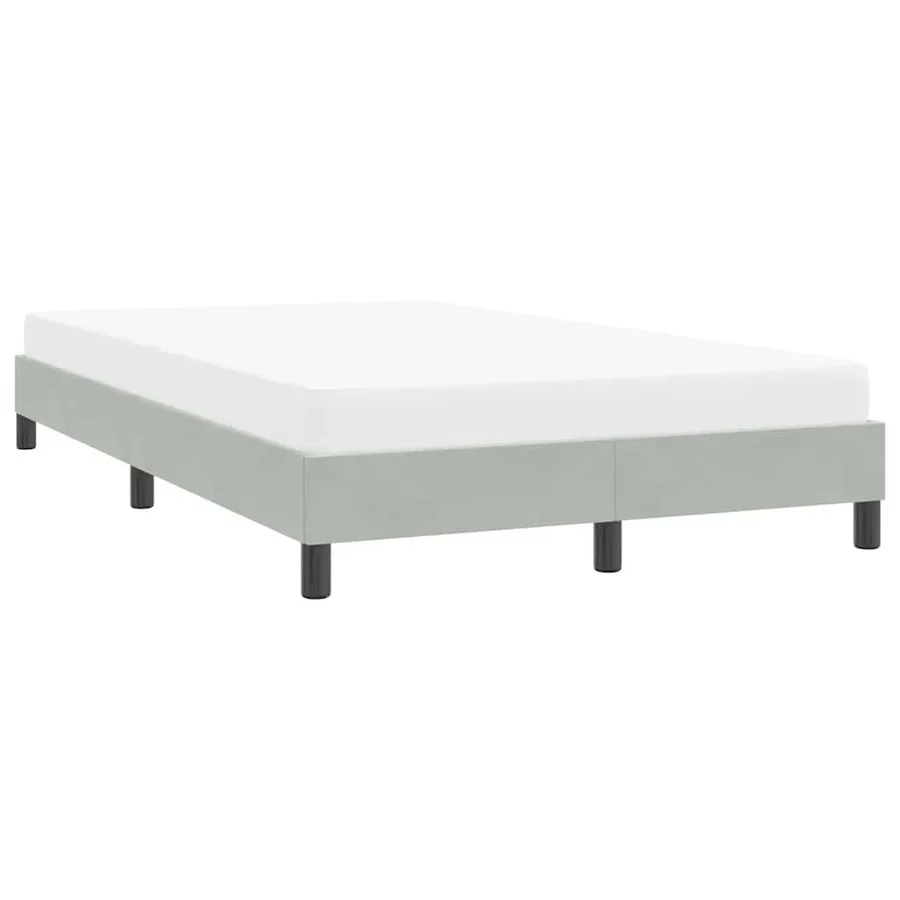Cadre de lit sans matelas gris clair 120x210 cm velours - 4