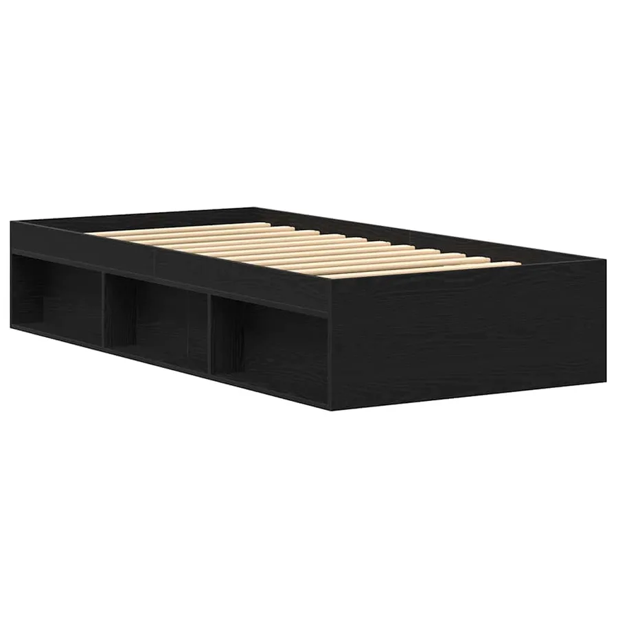 Cadre de lit sans matelas en chêne noir 90x200 cm bois d'ingénierie - 4