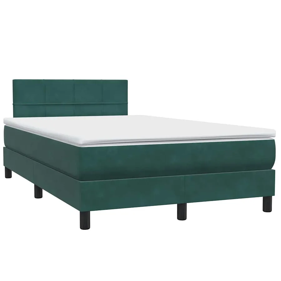 Sommier à lattes de lit et matelas et LED vert foncé 120x210cm velours - 5