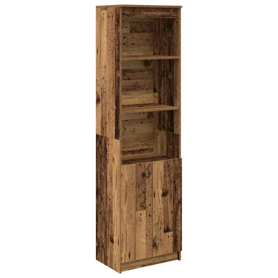 Buffet haut vieux bois 50x35x180 cm bois d'ingénierie - 2
