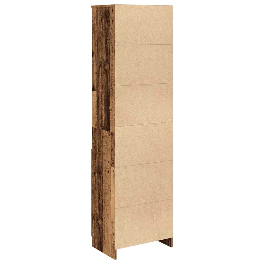 Buffet haut vieux bois 50x35x180 cm bois d'ingénierie - 8
