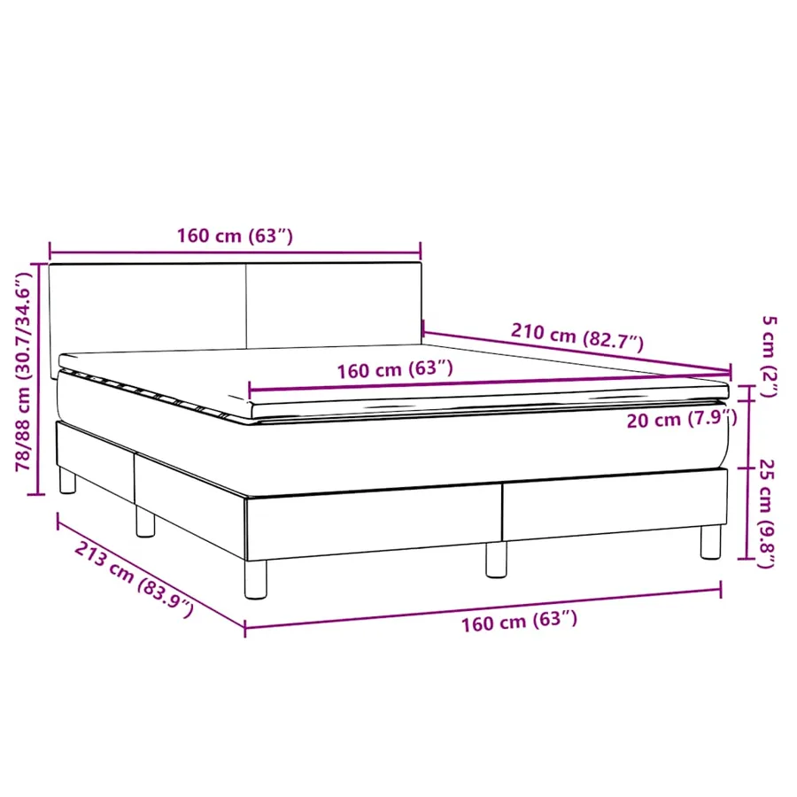 Sommier à lattes de lit avec matelas noir 160x210 cm velours - 12