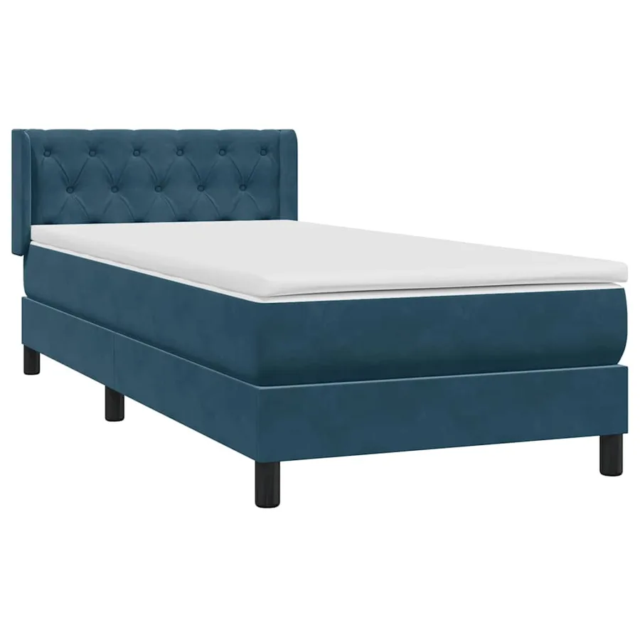Sommier à lattes de lit et matelas bleu foncé 80x220 cm velours - 2
