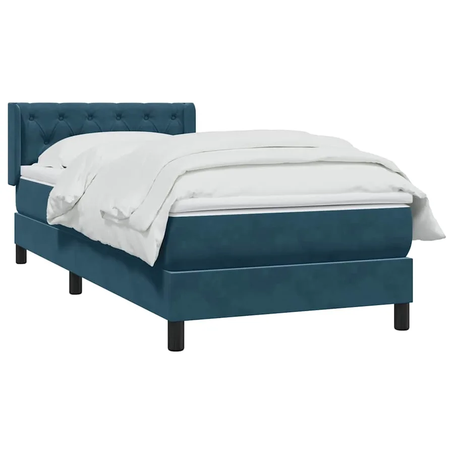 Sommier à lattes de lit et matelas bleu foncé 80x220 cm velours - 4
