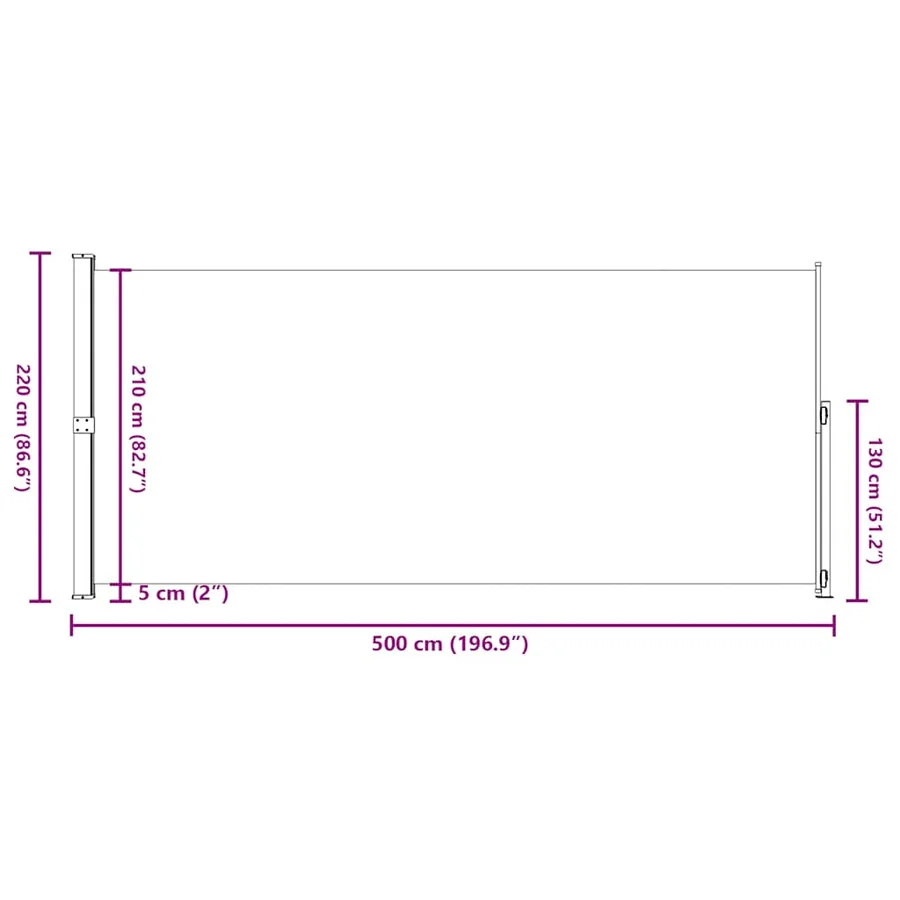 Auvent latéral rétractable de patio 220x500 cm Marron - 9
