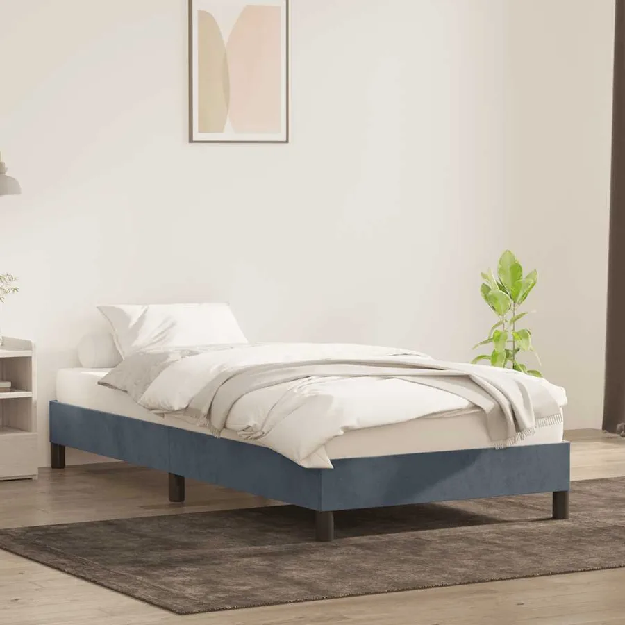 Cadre de lit sans matelas gris foncé 80x220 cm velours - 3