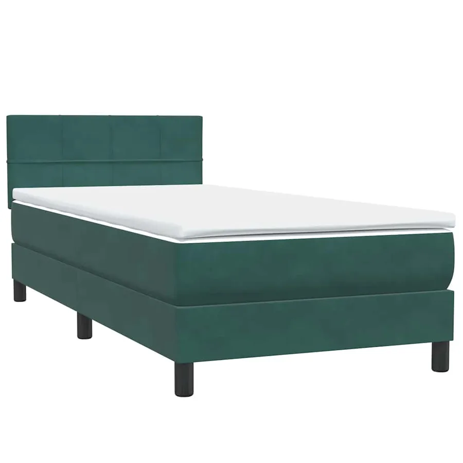 Sommier à lattes de lit et matelas vert foncé 80x210 cm velours - 4