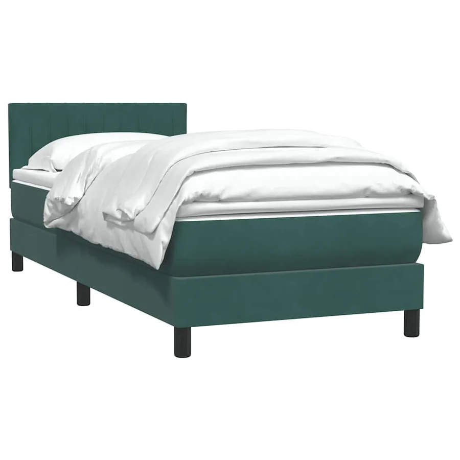 Sommier à lattes de lit et matelas vert foncé 80x210 cm velours - 4
