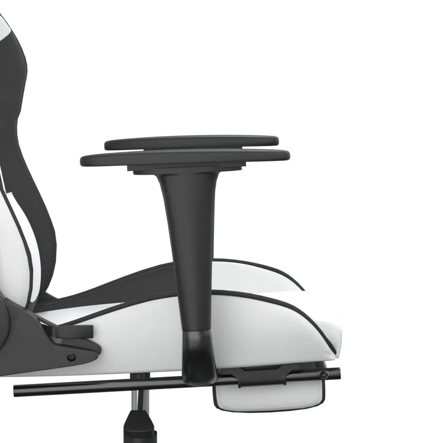 Chaise de jeu avec repose-pied Blanc et noir Similicuir - 11