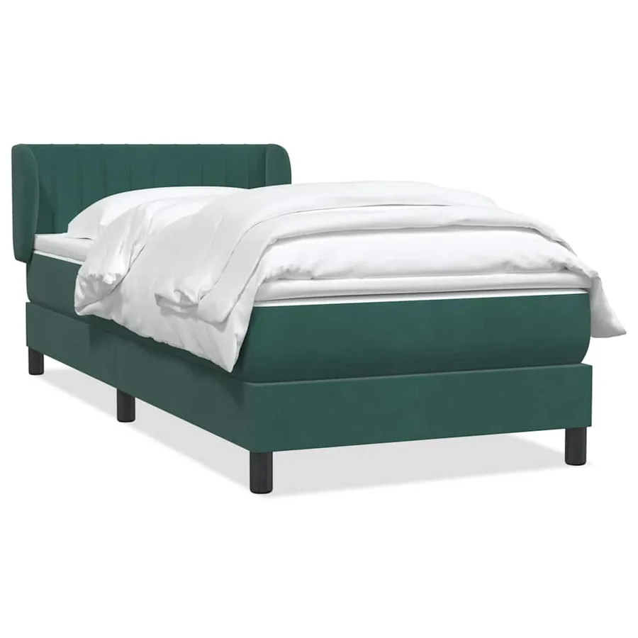 Sommier à lattes de lit et matelas vert foncé 80x210 cm velours - 2