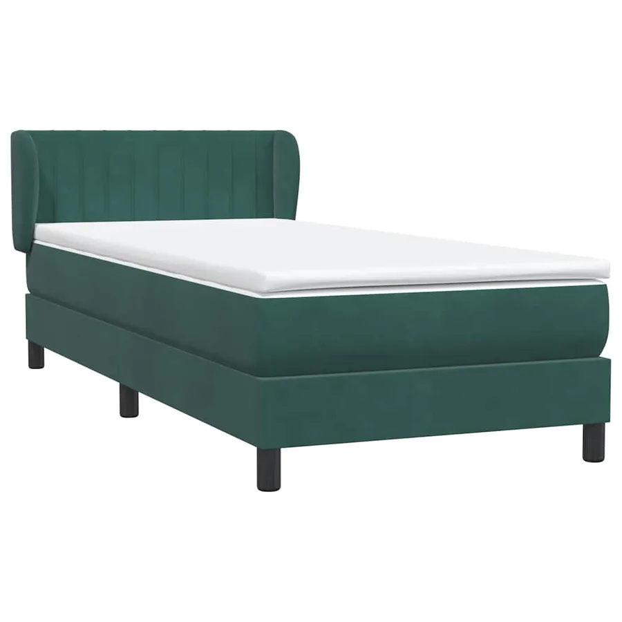 Sommier à lattes de lit et matelas vert foncé 80x210 cm velours - 4